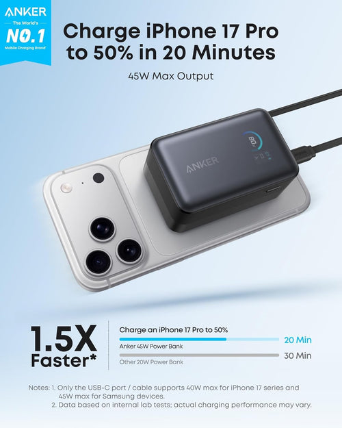 Anker Nano 45W Retractable Power Bank, 10K