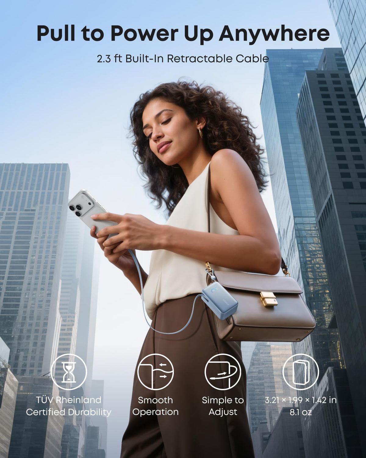 Anker Nano 45W Retractable Power Bank, 10K