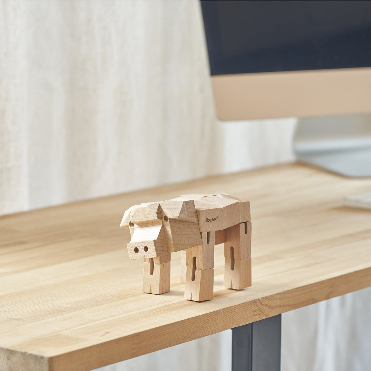 Morphits® Modern Wooden Pig Decor – Interactive Puzzle & Art Piece