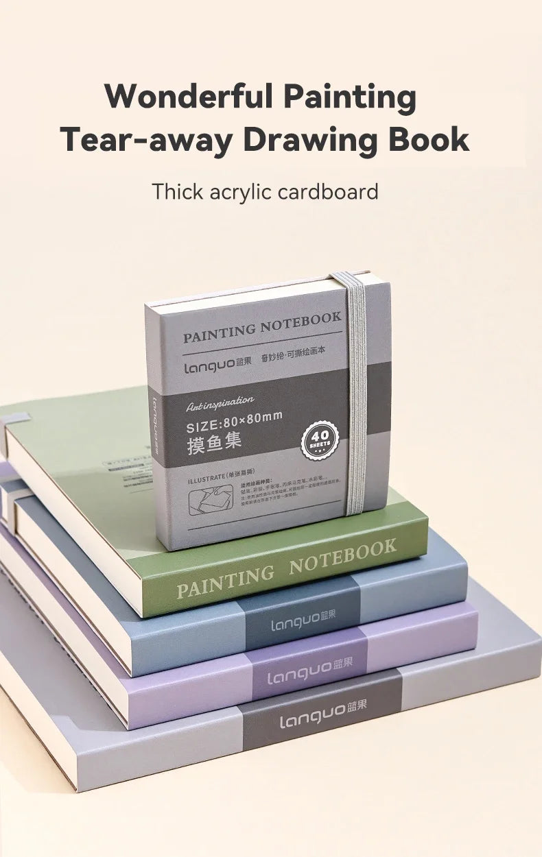 40 Sheets Portable Drawing Sketchbook  Thick White Cardboard Mini Graphite Art Book for Watercolor Painting
